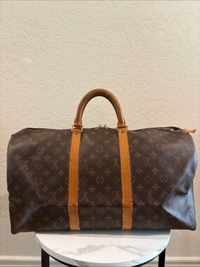 Louis Vuitton Keepall 50 LV Boston Bag Brown Monogram
